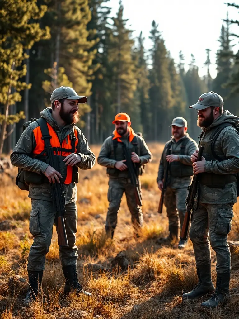 An image of a group of hunters participating in a regulated hunting activity, emphasizing the importance of sustainable hunting practices.