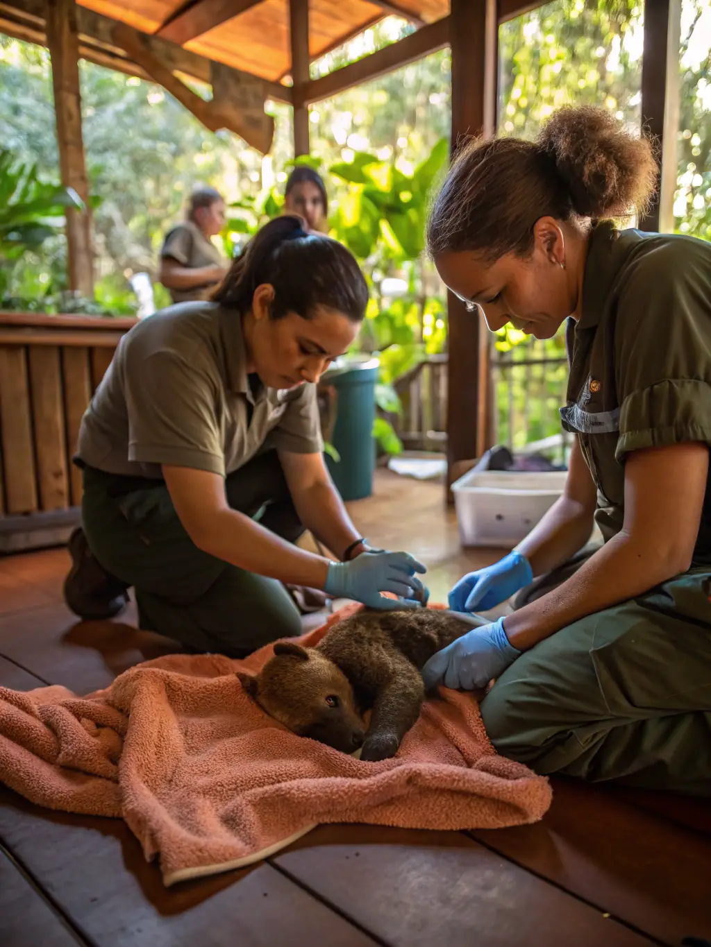 A photograph showcasing a controlled breeding program for a local endangered bird species, highlighting the organization's efforts in species preservation.