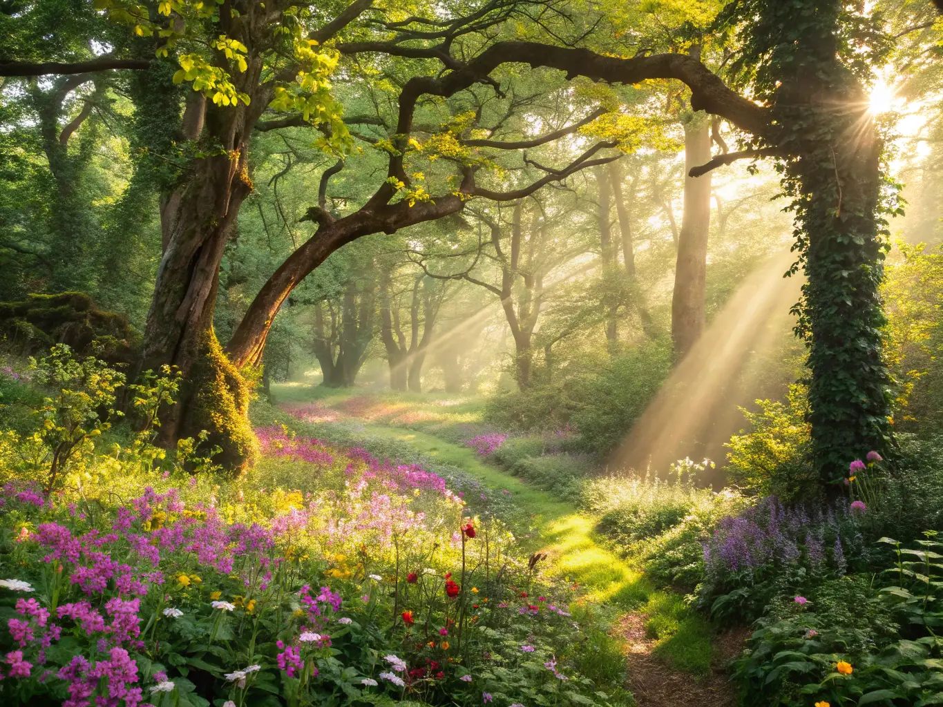 A lush, green forest scene with diverse plant life, symbolizing habitat restoration efforts by SOCIETE DE CHASSE DE SURIS.